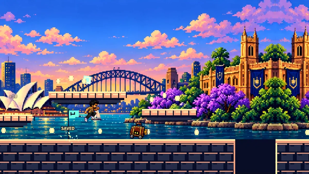 Actual gameplay from The Journey, Anim's pixel-art adventure